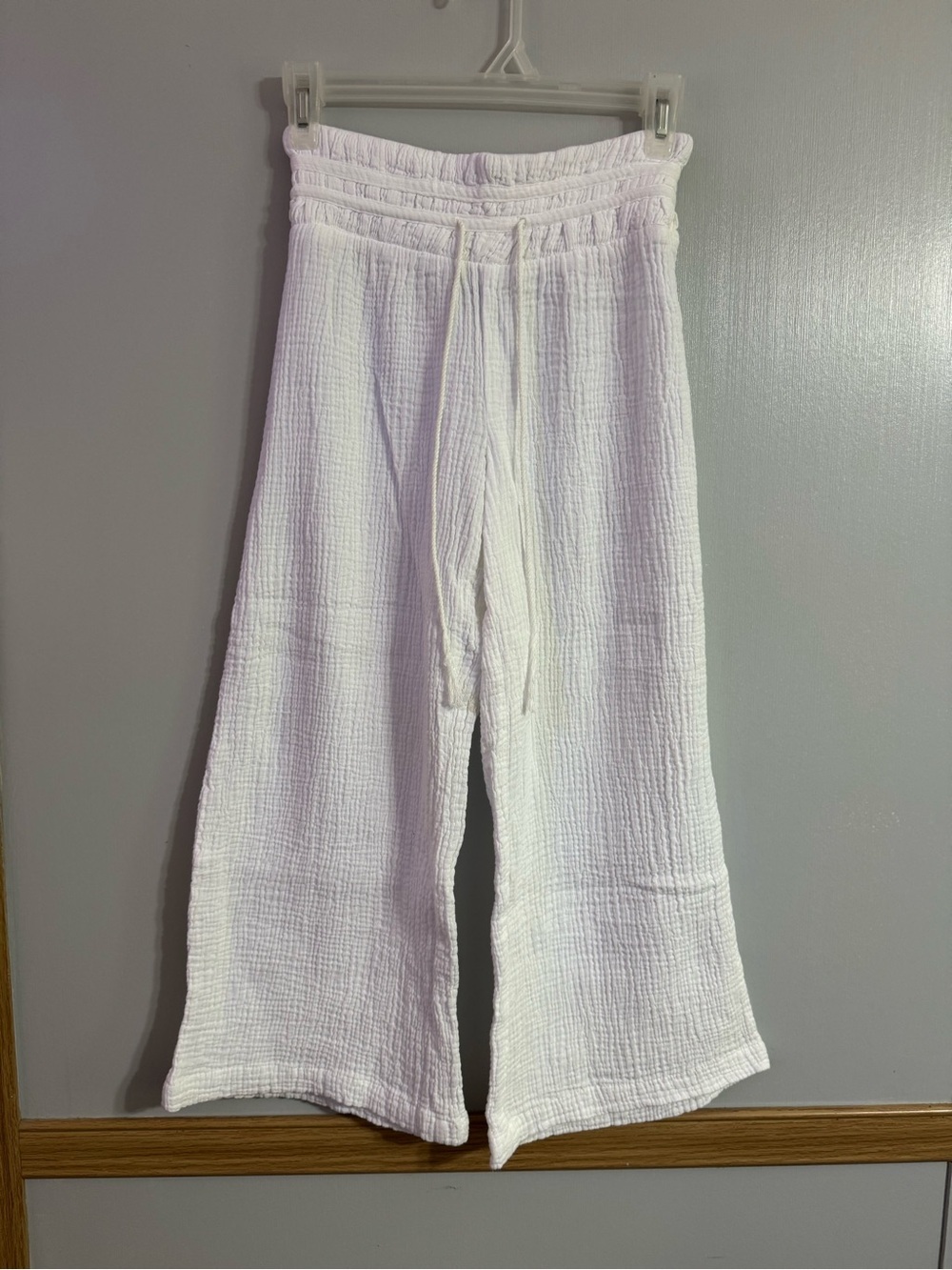 Indigo Rein White Wide-Leg Cotton Gauze Drawstring Beach Pants Size Small